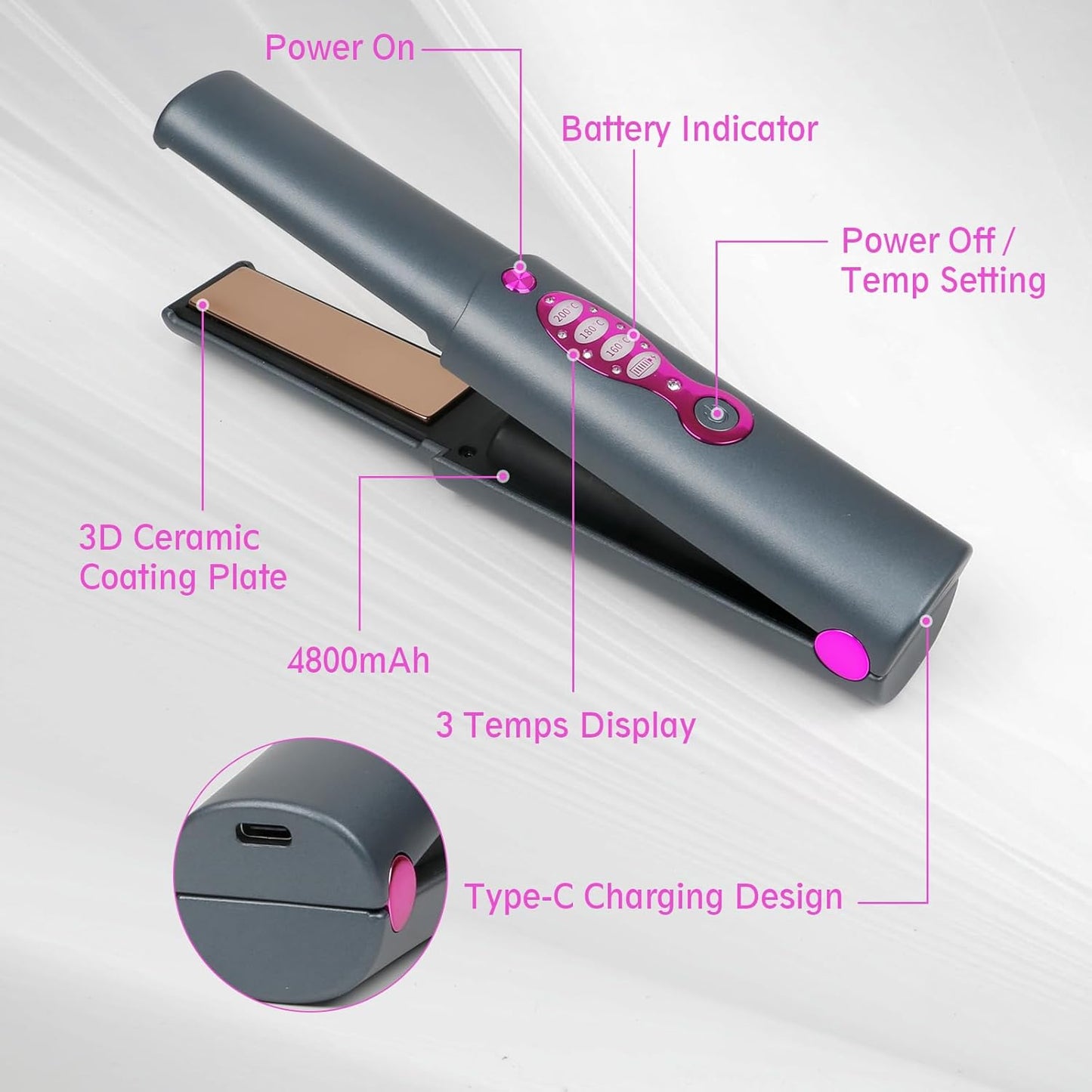 Hair Straightener Curler Portable